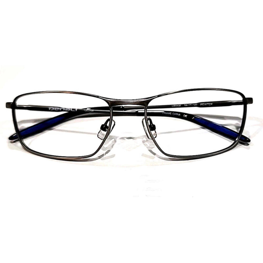 Denali Ledge Pewter Metal Blue Rectangle Eyeglasses Frame 54-17 140